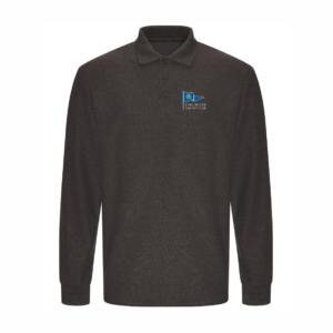 charcoal long sleeve polo shirt branded for Chichester Yacht Club