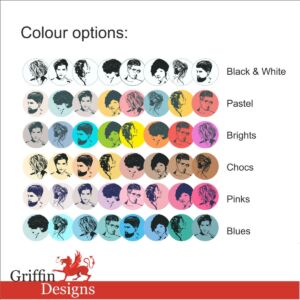 Barber Hairdressers salon decor wall stickers with hairstyles in different colours